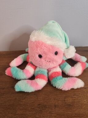 Aurora World Pink Blue Rainbow Octopus Plush Stuffed Animal 9in